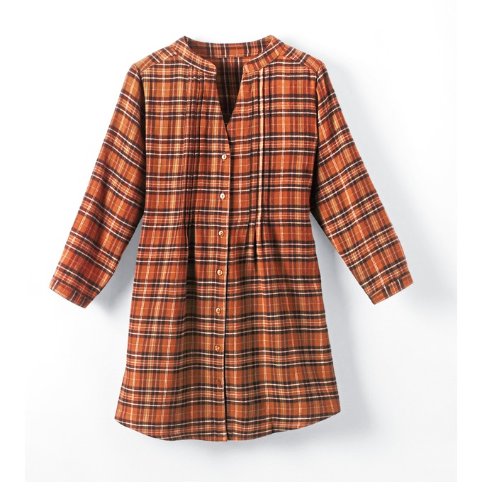 Pintuck Flannel Shirt, , large
