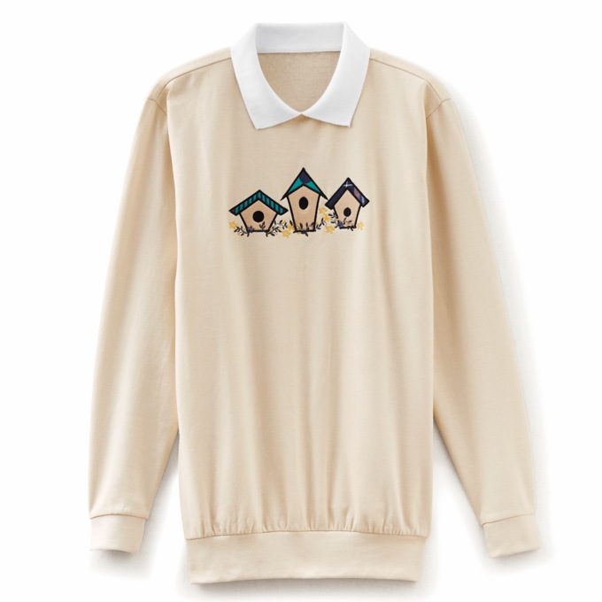 Embroidered Fleece Top, , large