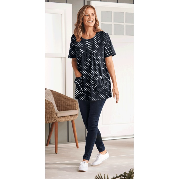 Knit Tunic with Patch Pockets - Print, , large