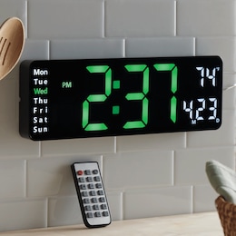 Multifunctional LED Wall Clock with Remote, , large