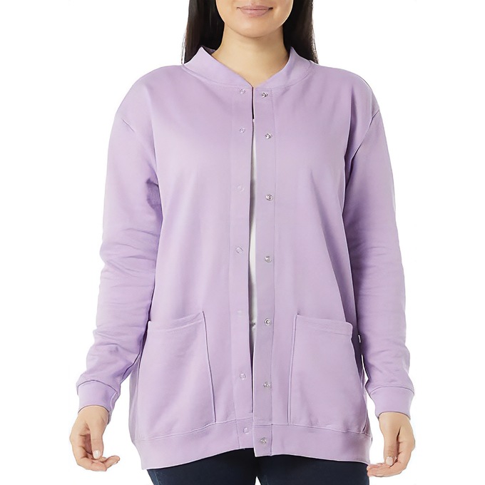 Snap-Front Cardigan, Lilac, large