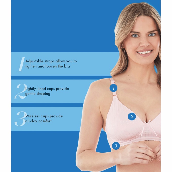 Bestform® Striped Wireless Cotton Bra, Pink, large