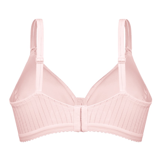 Bestform® Striped Wireless Cotton Bra, Pink, large