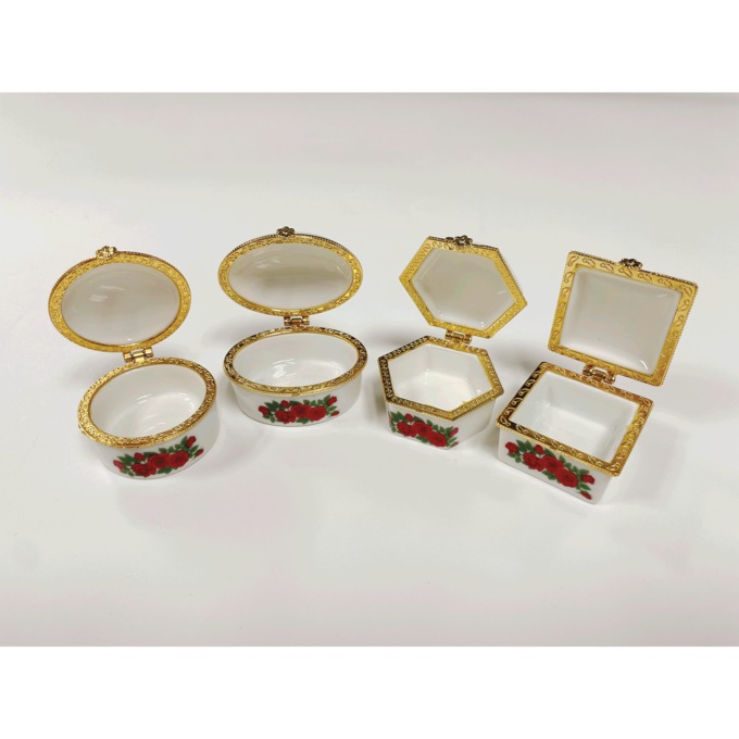 Set of 4 Floral Trinket Boxes, , large
