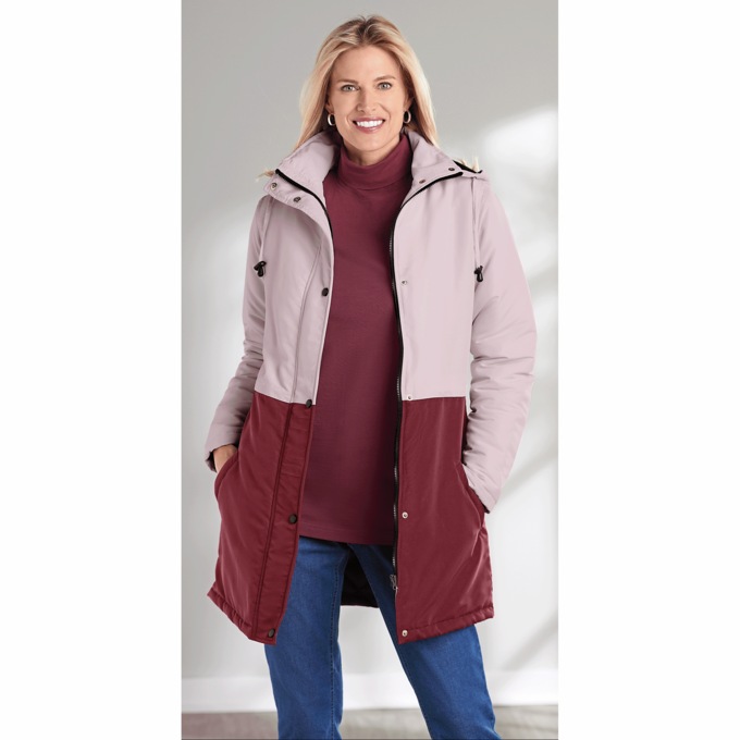 Anorak Coat, Pink Burgundy, large