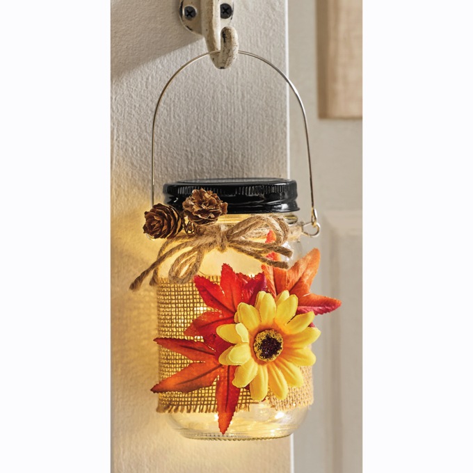 Solar Lit Fall Mason Jar, , large