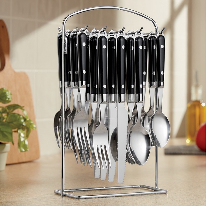 20-piece Hanging Flatware Set, Black, large