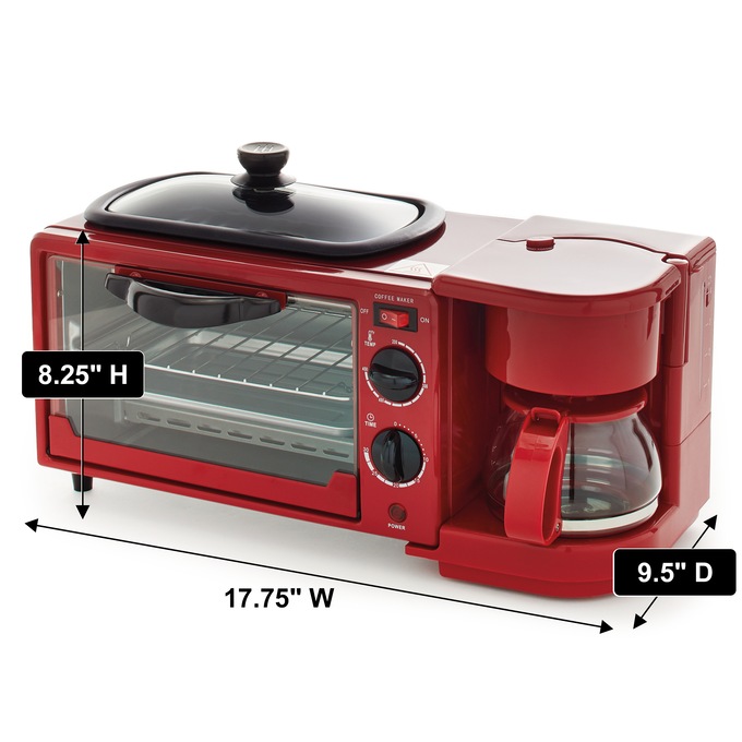 3-in-1 Breakfast Maker, Red, large