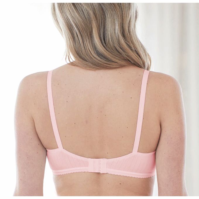 Bestform® Striped Wireless Cotton Bra, Pink, large