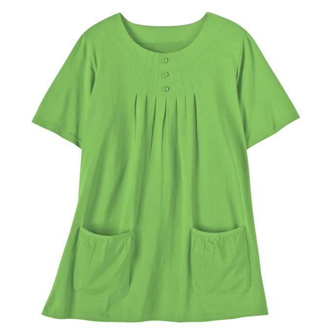 Knit Tunic with Patch Pockets, Pear, large
