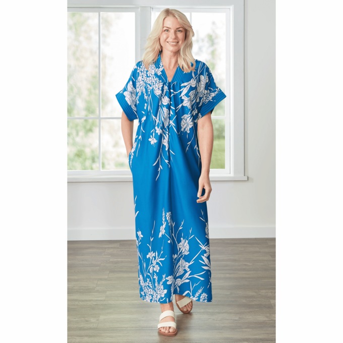 Trapunto Trim Caftan, , large