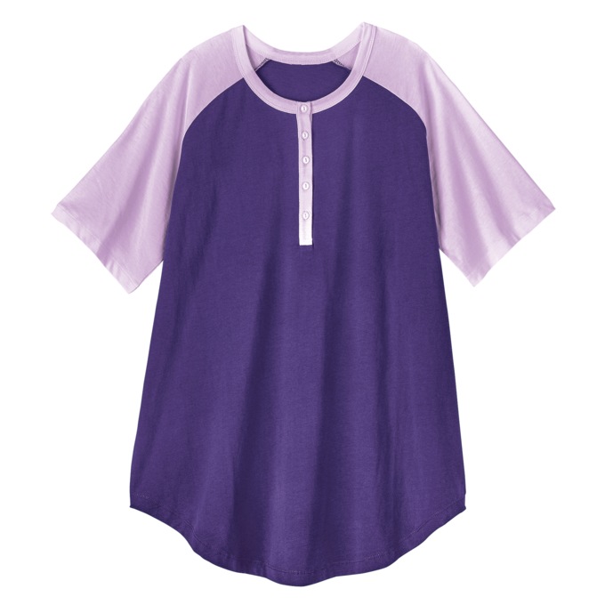 Short-Sleeve Henley Baseball Tunic, , large