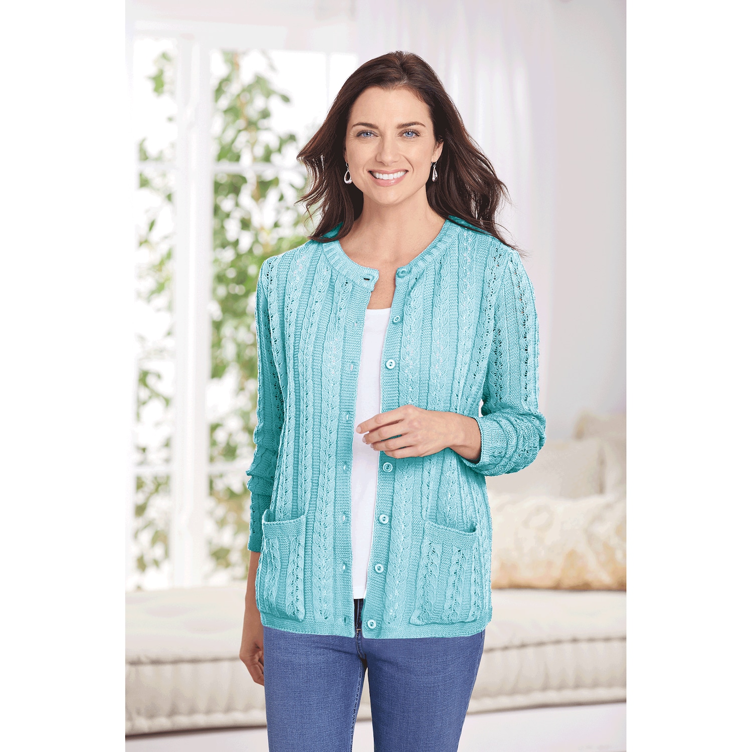 Warm Women's Cable Knit Hooded Cardigan main image 0