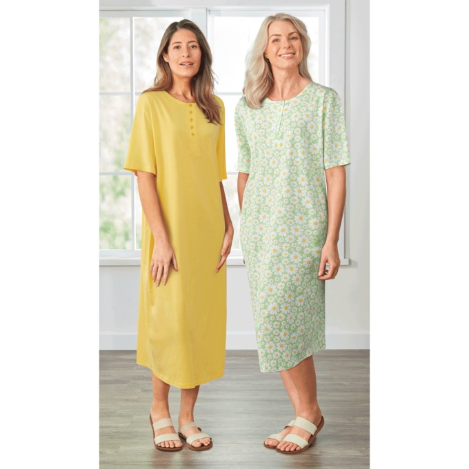 2-Pack Comfort Henley Nightshirt, , large