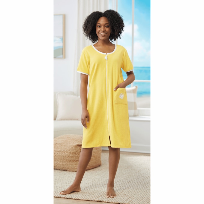 Terry Zip-Front Dress, , large