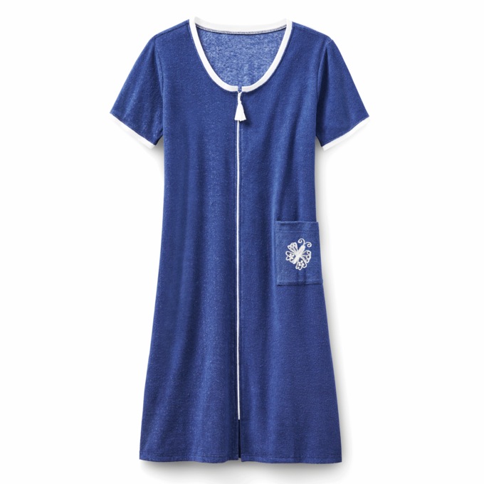 Terry Zip-Front Dress, , large