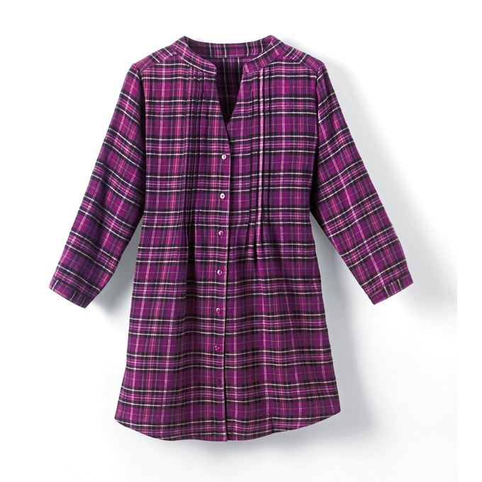 Pintuck Flannel Shirt, , large