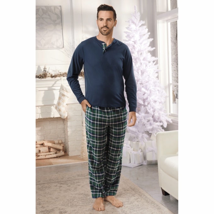 Cozee Corner&reg; Men's Flannel 2-Piece PJ Set, , large