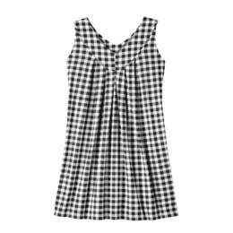 V-Neck Tunic Tank - Solid, Black White Gingham, large