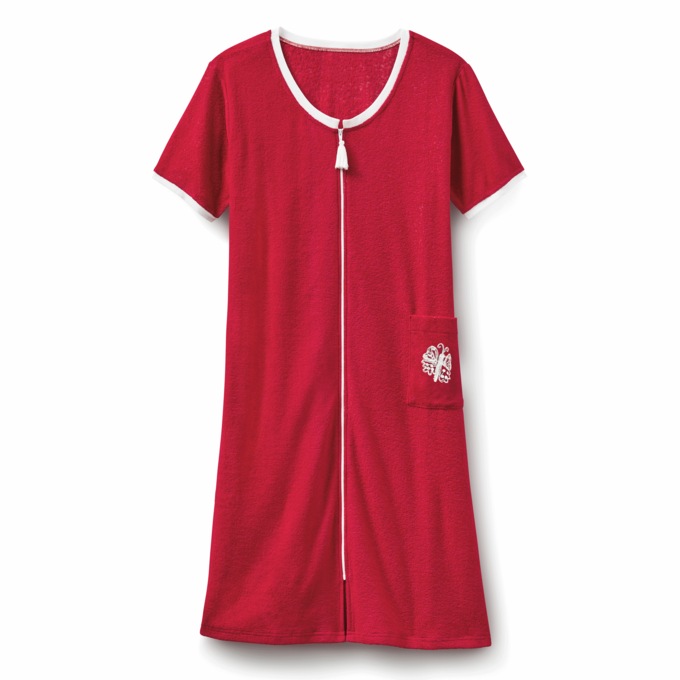 Terry Zip-Front Dress, , large