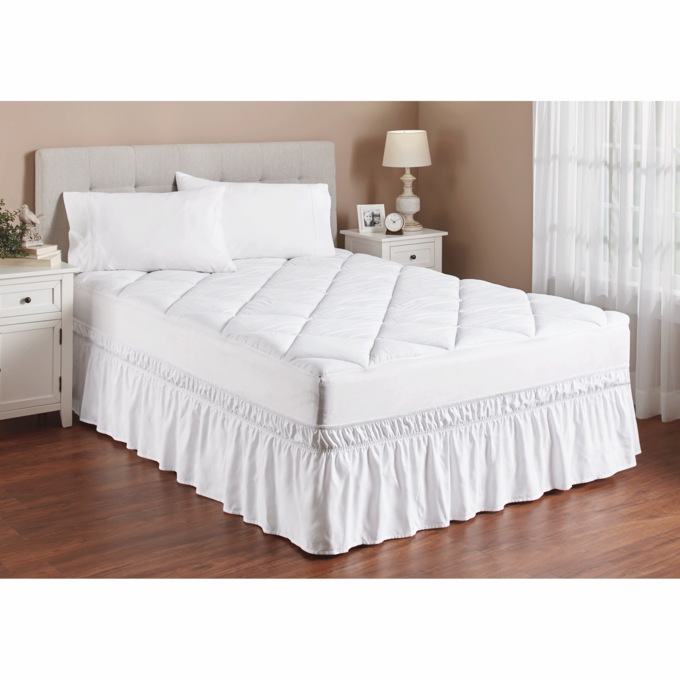Ruffle Bed Skirt, White, large