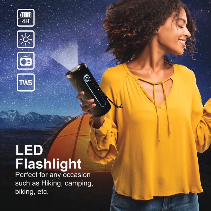 Supersonic Portable Speaker with Flashlight, , large