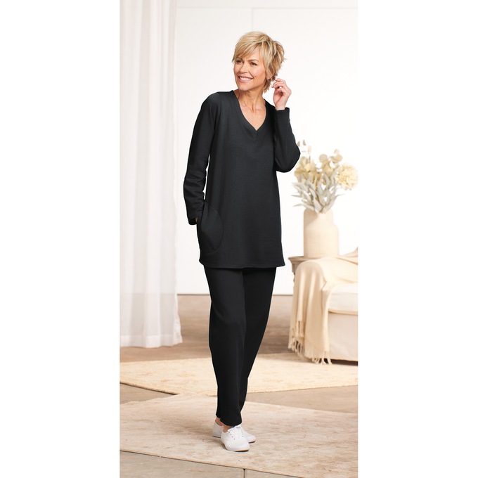 Fleece Lounge Set, Black, large