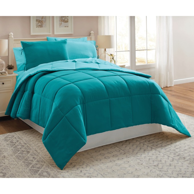 Color Connection Reversible Solid Down-Alternative Comforter Set, , large