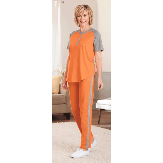 Short-Sleeve Henley Baseball Tunic, , large