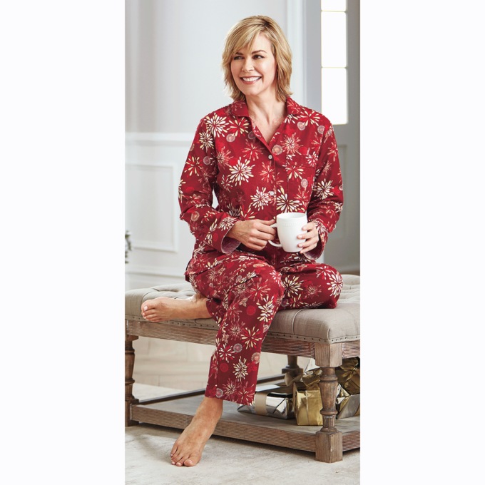 Cozee Corner Printed Flannel Pajamas, , large