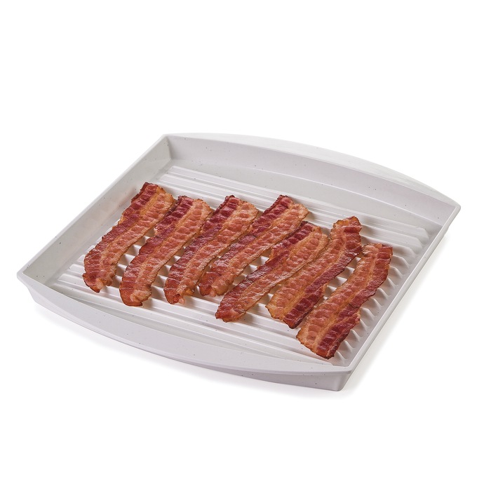 Progressive Microwave Bacon Grill with Cover and Fat-Draining Design, , large