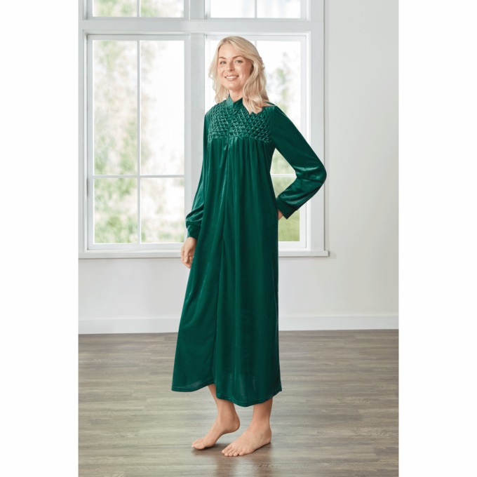 Zip Front Velour Robe, , large