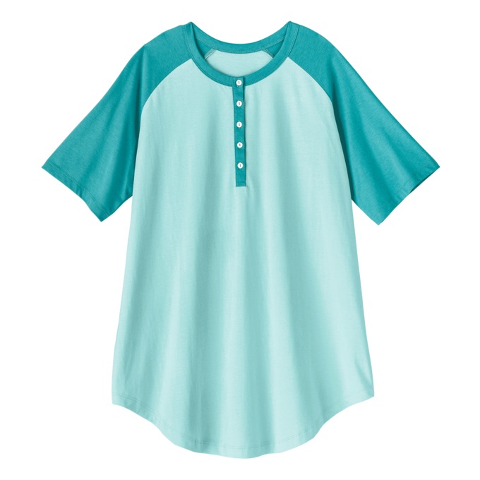 Short-Sleeve Henley Baseball Tunic, Seaglass Ceramic, large