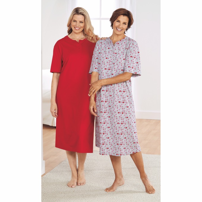 2-Pack Comfort Henley Nightshirt, , large