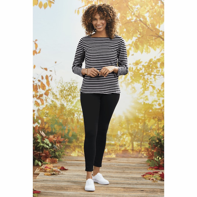 Boatneck Long-Sleeve Top, , large