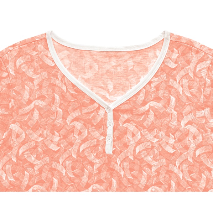 Print Shorty Pajama, Coral Blush Geo, large