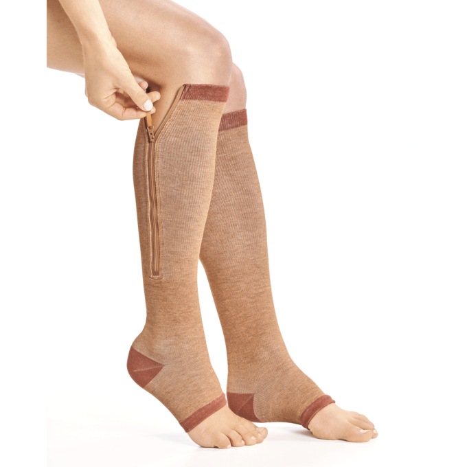 Open-Toe Compression Knee-Highs, , large
