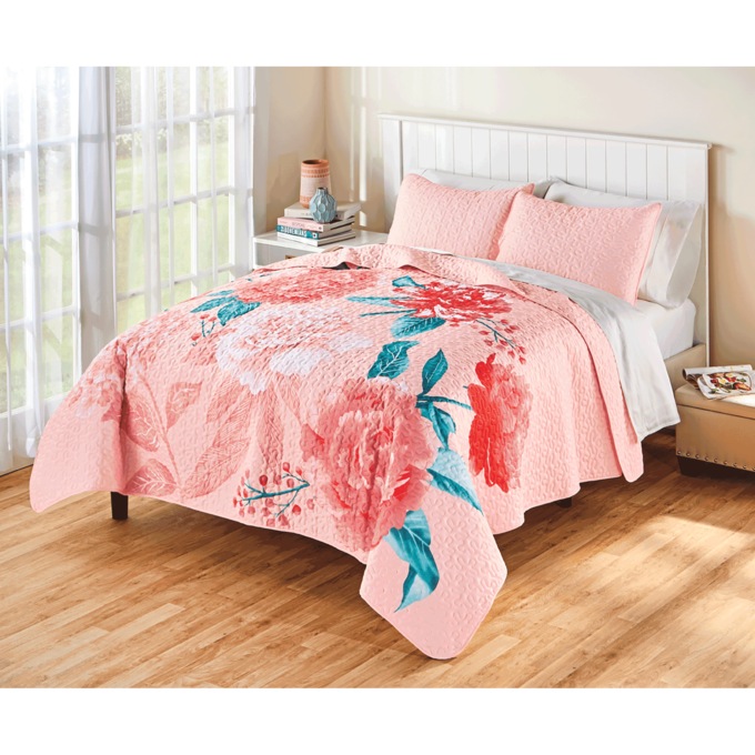 Bouquet Quilt Set, Coral, large