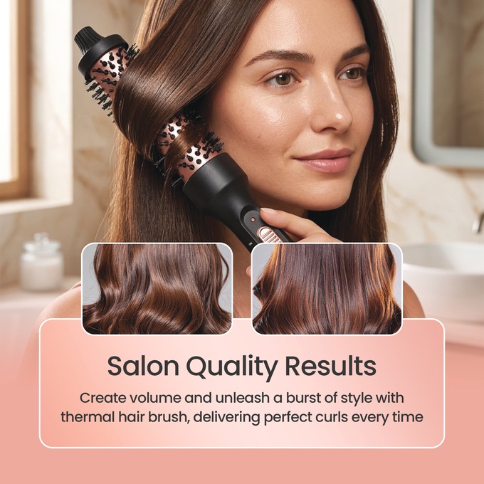 Volumizing Hot Curler Brush, Black, large