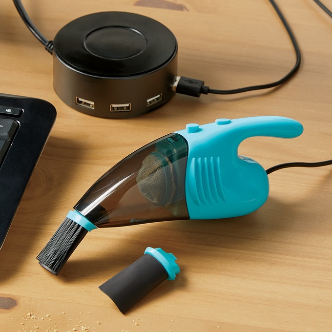 Desktop USB Vacuum, Blue, large
