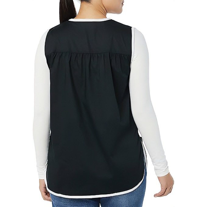 Easy-Care Button-Front Cobbler Apron, Black, large