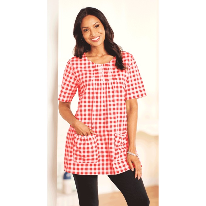 Knit Tunic with Patch Pockets - Print, , large