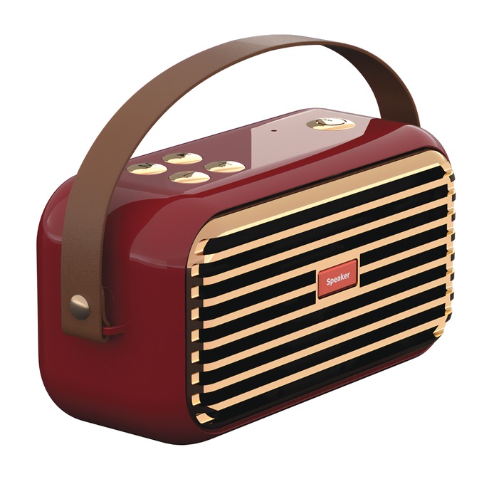 Vintage Bluetooth Radio, Red, large