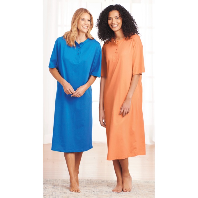 2-Pack Comfort Henley Nightshirt, , large