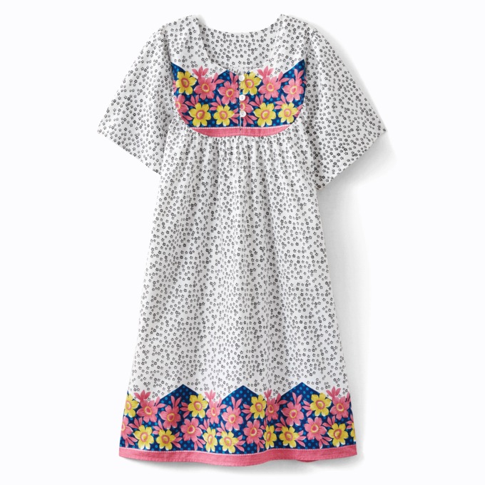 Border Print Patio Dress, Fuchsia Navy Border, large