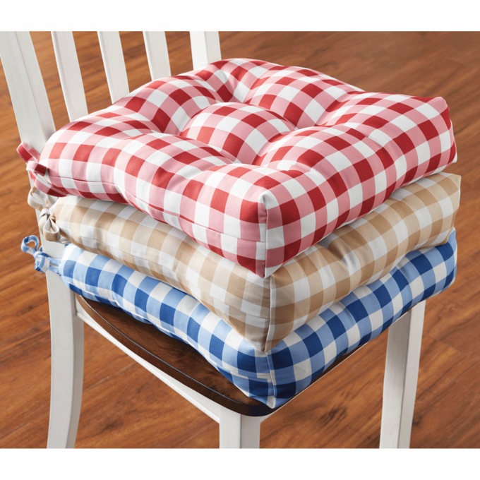 Gingham Check Chair Pad, , large