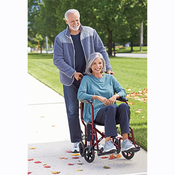 Drive Lightweight Transport Chair, Red, large