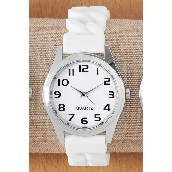 Women's Stretch Watch, White, large