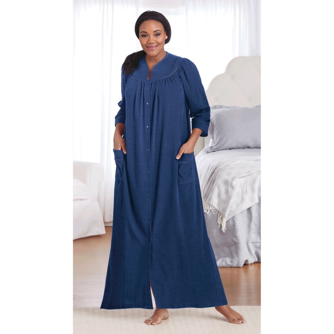Snap-Front Long Terry Robe, , large