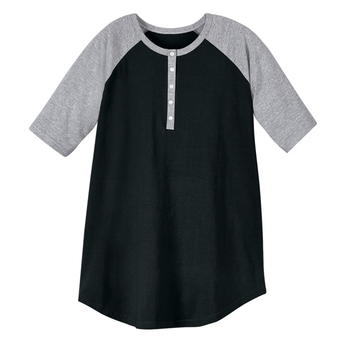 Short-Sleeve Henley Baseball Tunic, , large